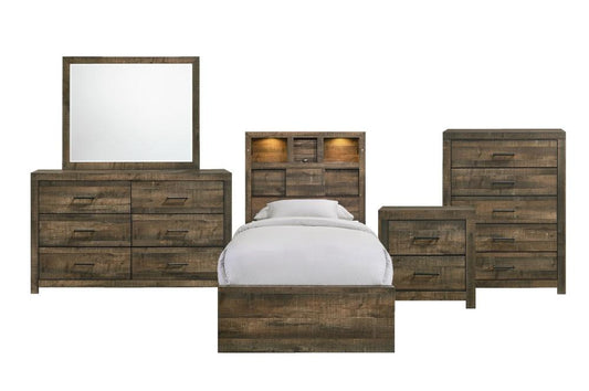 Picket House Furnishings - Beckett Twin Bookcase Panel 5PC Bedroom Set with Bluetooth - BY520TB5PC veiw 1
