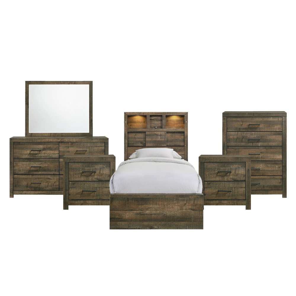 Picket House Furnishings - Beckett Twin Bookcase Panel 6PC Bedroom Set with Bluetooth - BY520TB6PC veiw 1