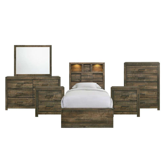 Picket House Furnishings - Beckett Twin Bookcase Panel 6PC Bedroom Set with Bluetooth - BY520TB6PC veiw 2