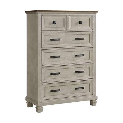 Picket House Furnishings - Bloomfield 5-Drawer Chest in Medium Brown and Washed Stone - B-9890-7-CH veiw 1