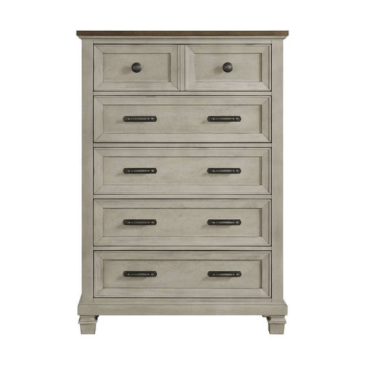 Picket House Furnishings - Bloomfield 5-Drawer Chest in Medium Brown and Washed Stone - B-9890-7-CH veiw 2