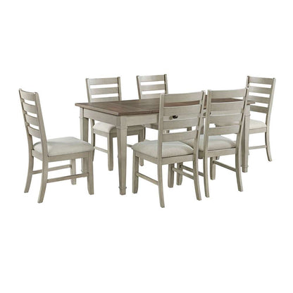 Picket House Furnishings - Bloomfield 7PC Standard Height Dining Set in Medium Brown and Washed Stone-Rectangular Table and Six Chairs Table - D-9890-7-7PC veiw 1