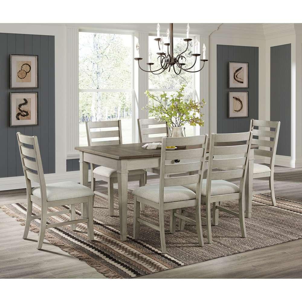 Picket House Furnishings - Bloomfield 7PC Standard Height Dining Set in Medium Brown and Washed Stone-Rectangular Table and Six Chairs Table - D-9890-7-7PC veiw 2