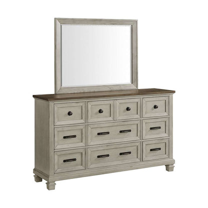 Picket House Furnishings - Bloomfield Dresser and Mirror Set in Medium Brown and Washed Stone - B-9890-7-DRMR veiw 1