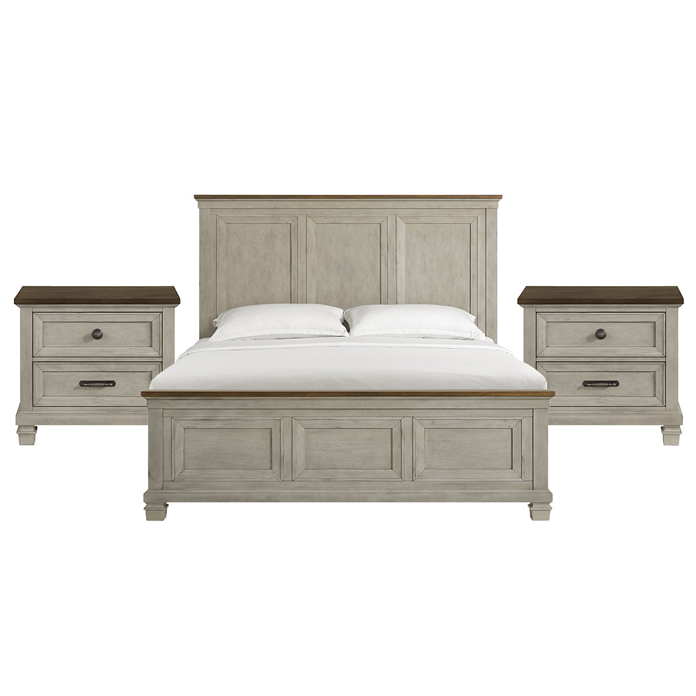 Picket House Furnishings - Bloomfield King 3PC Bedroom Set in Medium Brown and Washed Stone - B-9890-7-KB-NS2 view 1