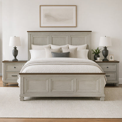 Picket House Furnishings - Bloomfield King 3PC Bedroom Set in Medium Brown and Washed Stone - B-9890-7-KB-NS2 view 3