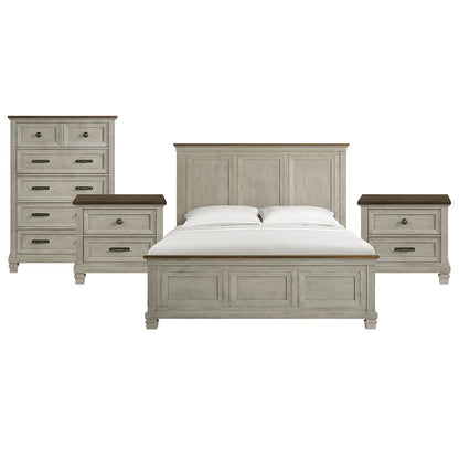 Picket House Furnishings - Bloomfield King 4PC Bedroom Set in Medium Brown and Washed Stone - B-9890-7-KB-NSCH view 1