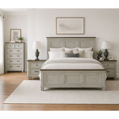 Picket House Furnishings - Bloomfield King 4PC Bedroom Set in Medium Brown and Washed Stone - B-9890-7-KB-NSCH view 3