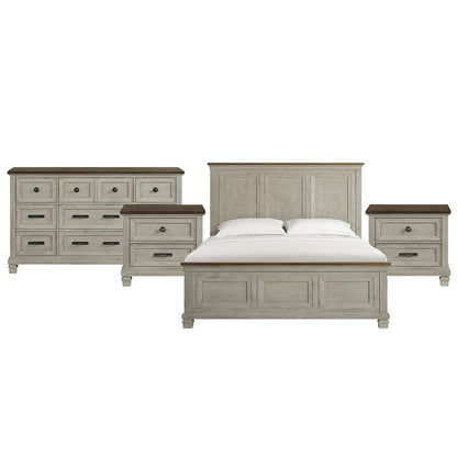 Picket House Furnishings - Bloomfield King 4PC Bedroom Set in Medium Brown and Washed Stone - B-9890-7-KB-NSDR view 1