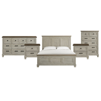 Picket House Furnishings - Bloomfield King 5PC Bedroom Set in Medium Brown and Washed Stone - B-9890-7-KB-NSDRC view 1