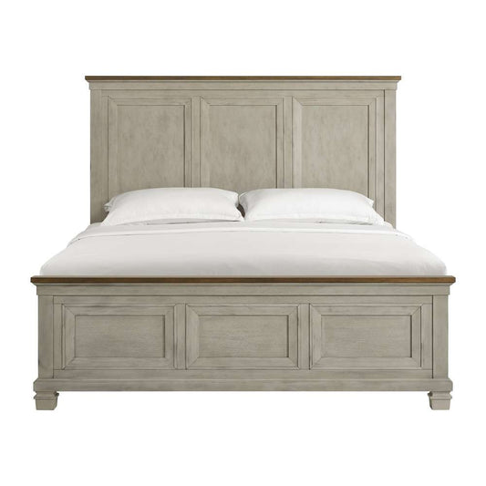 Picket House Furnishings - Bloomfield King Panel Bed in Medium Brown and Washed Stone - B-9890-7-KB veiw 2
