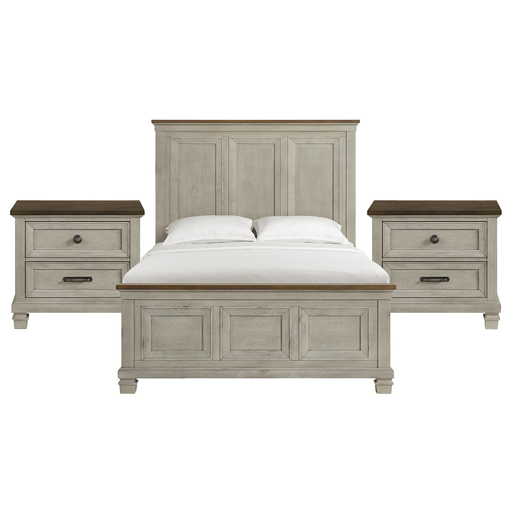 Picket House Furnishings - Bloomfield Queen 3PC Bedroom Set in Medium Brown and Washed Stone - B-9890-7-QB-NS2 view 1