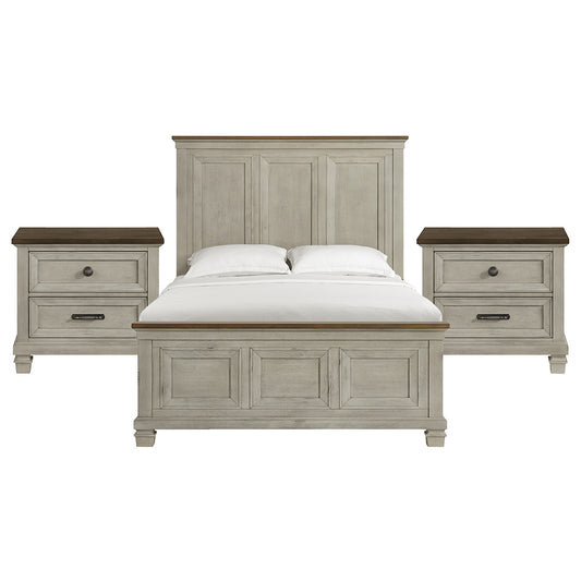 Picket House Furnishings - Bloomfield Queen 3PC Bedroom Set in Medium Brown and Washed Stone - B-9890-7-QB-NS2 view 1