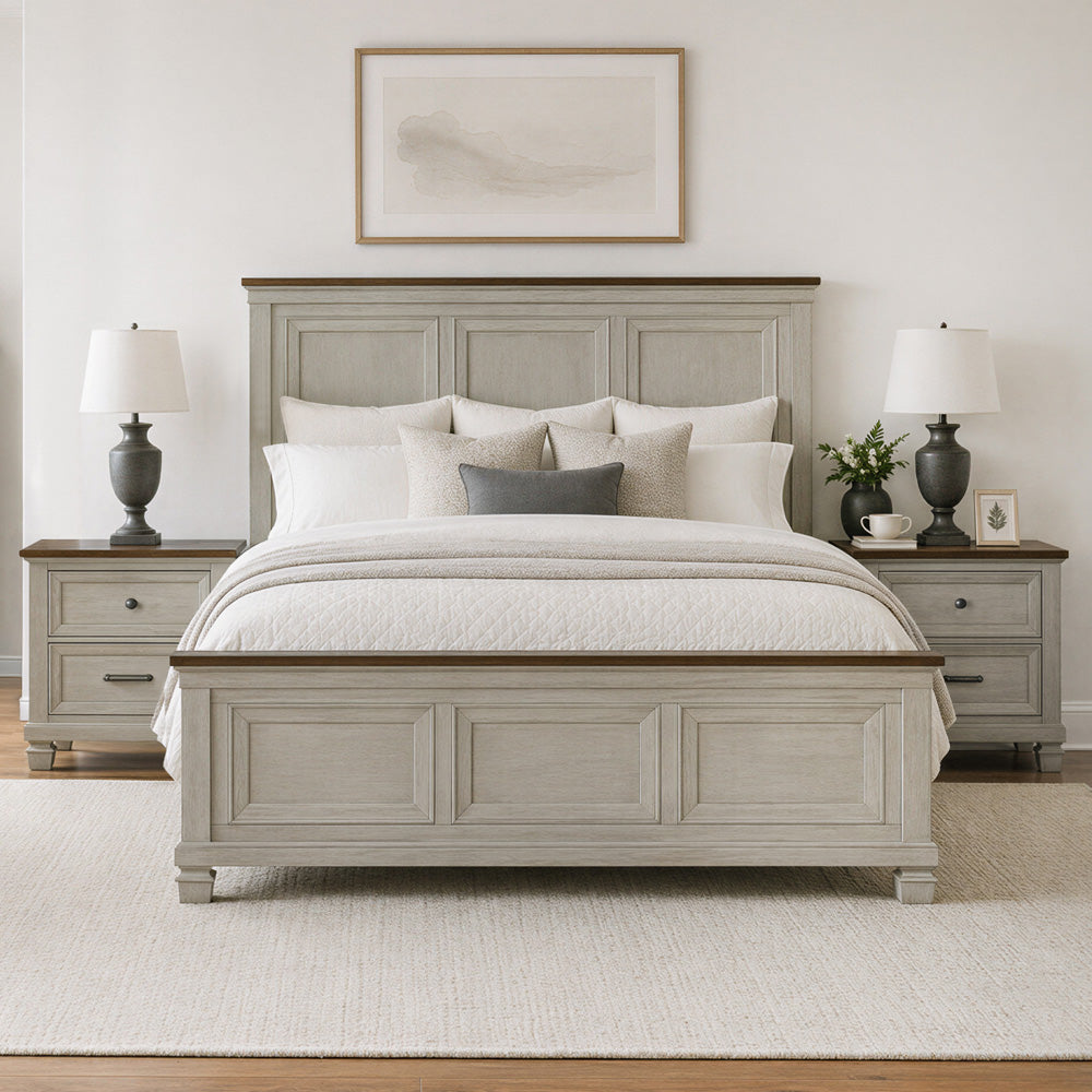 Picket House Furnishings - Bloomfield Queen 3PC Bedroom Set in Medium Brown and Washed Stone - B-9890-7-QB-NS2 view 3