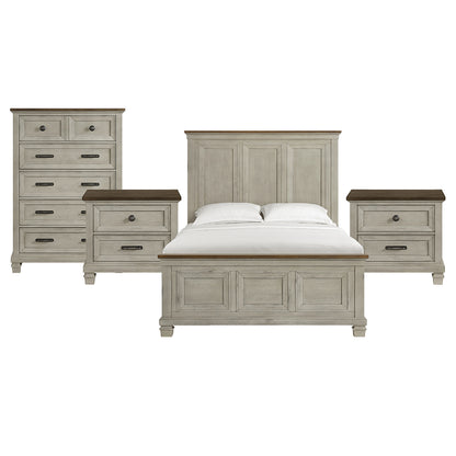 Picket House Furnishings - Bloomfield Queen 4PC Bedroom Set in Medium Brown and Washed Stone - B-9890-7-QB-NSCH view 1