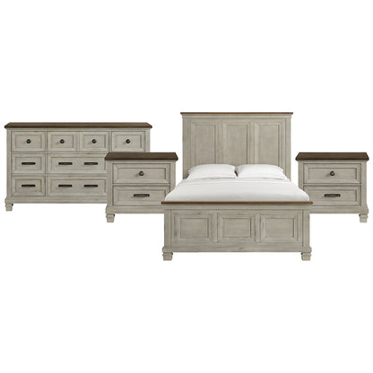 Picket House Furnishings - Bloomfield Queen 4PC Bedroom Set in Medium Brown and Washed Stone - B-9890-7-QB-NSDR view 1