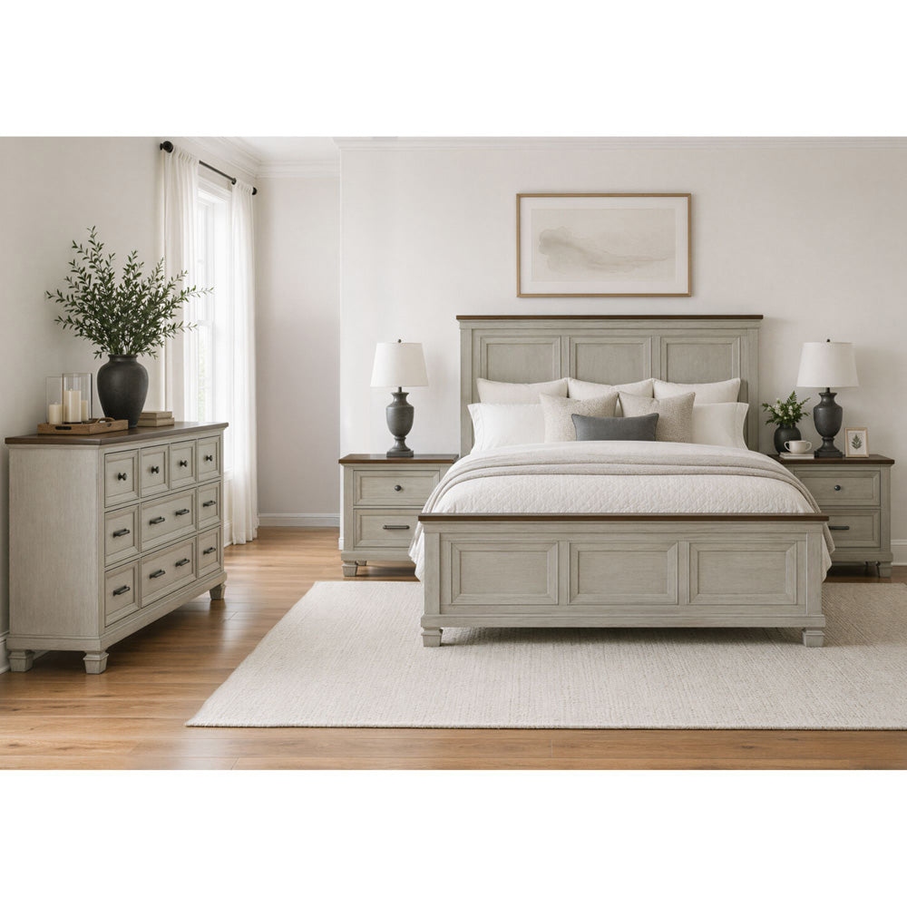 Picket House Furnishings - Bloomfield Queen 4PC Bedroom Set in Medium Brown and Washed Stone - B-9890-7-QB-NSDR view 3