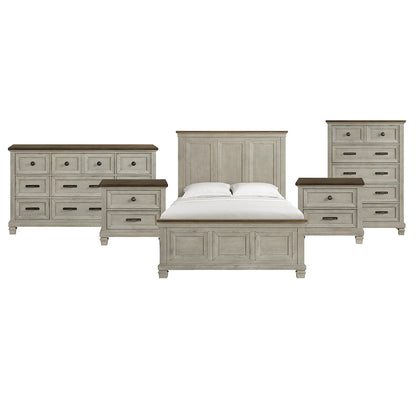 Picket House Furnishings - Bloomfield Queen 5PC Bedroom Set in Medium Brown and Washed Stone - B-9890-7-QB-NSDRC view 1