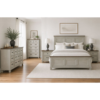 Picket House Furnishings - Bloomfield Queen 5PC Bedroom Set in Medium Brown and Washed Stone - B-9890-7-QB-NSDRC view 3