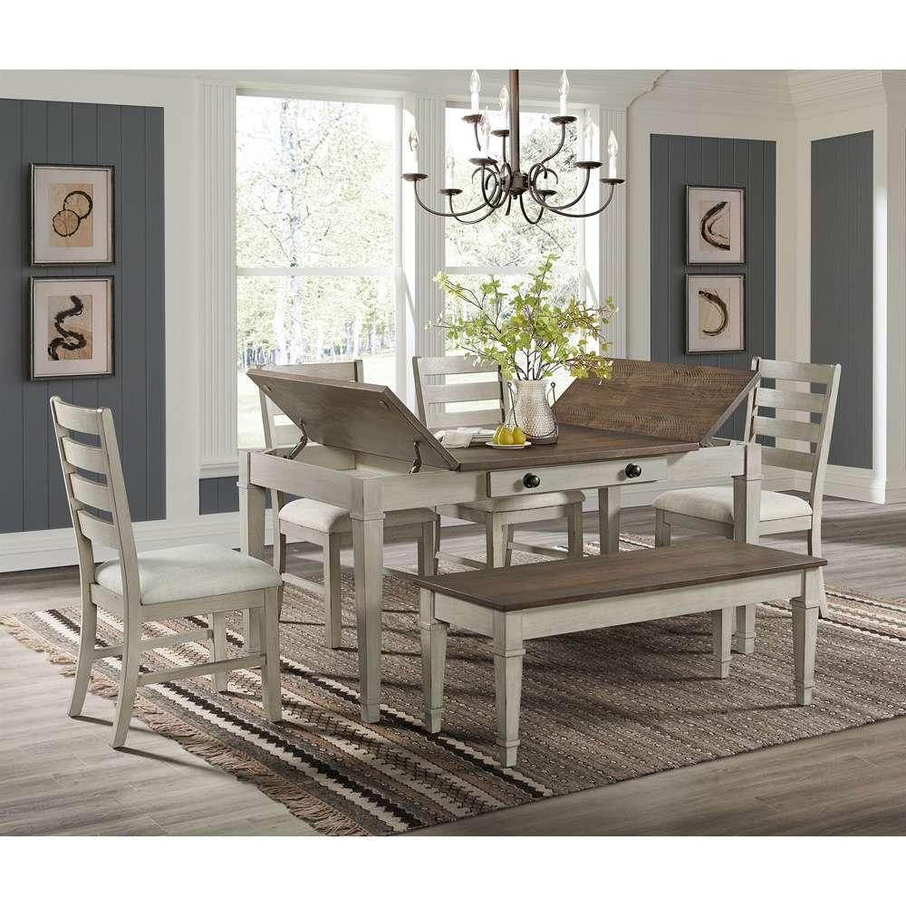 Picket House Furnishings - Bloomfield Rectangular Dining Table in Medium Brown and Washed Stone - D-9890-7-DT veiw 2