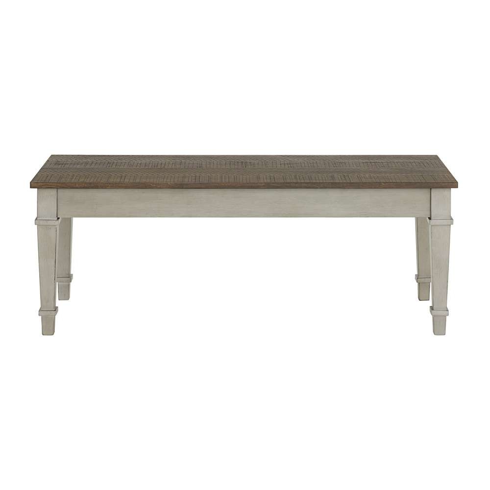 Picket House Furnishings - Bloomfield Storage Dining Bench in Medium Brown and Washed Stone - D-9890-7-BN veiw 2