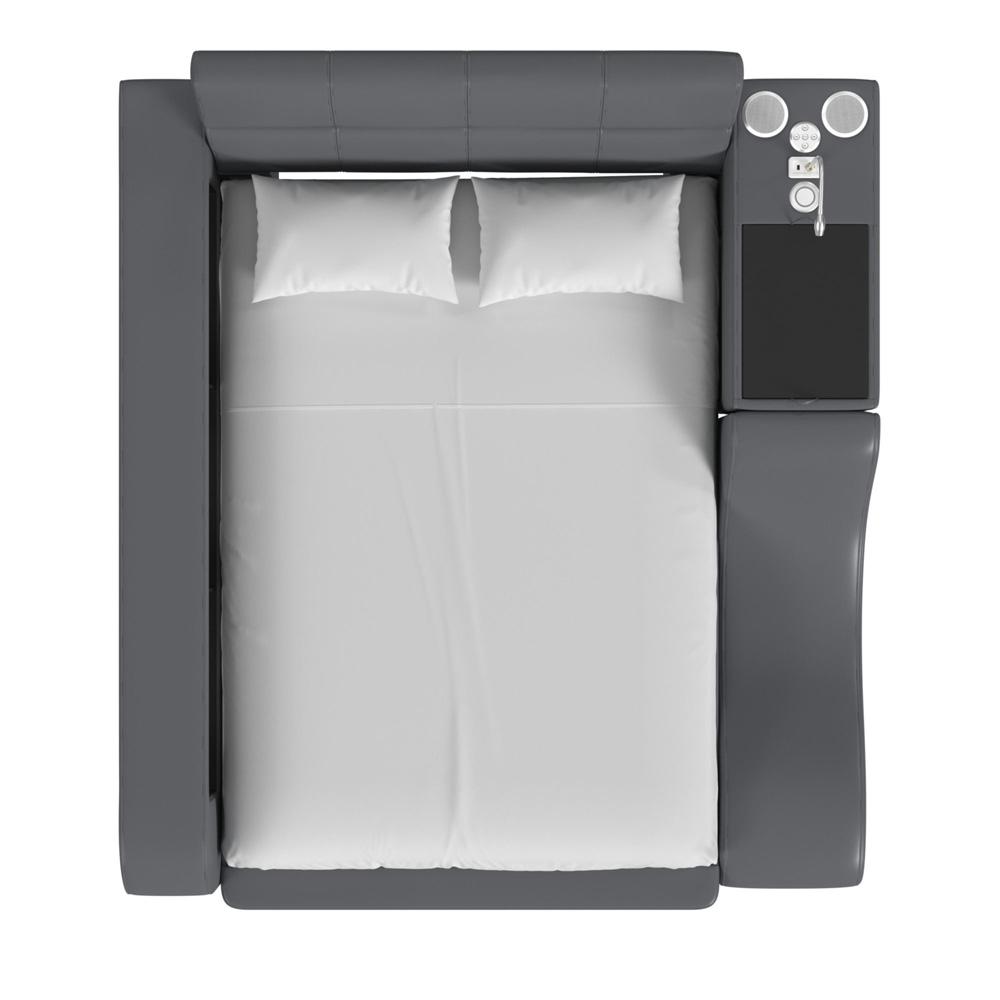 Picket House Furnishings - Booker Full Transformer Bed with Electronic Features in Grey PU - UB-12820-3-FB veiw 2