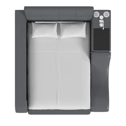 Picket House Furnishings - Booker Full Transformer Bed with Electronic Features in Grey PU - UB-12820-3-FB veiw 2