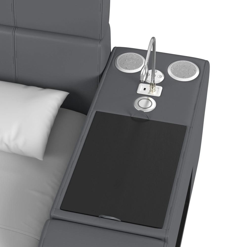 Picket House Furnishings - Booker Nightstand with Electronic Features in Grey PU - UB-12820-3-NS veiw 2