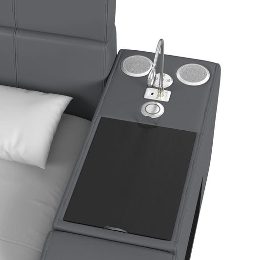 Picket House Furnishings - Booker Nightstand with Electronic Features in Grey PU - UB-12820-3-NS veiw 2