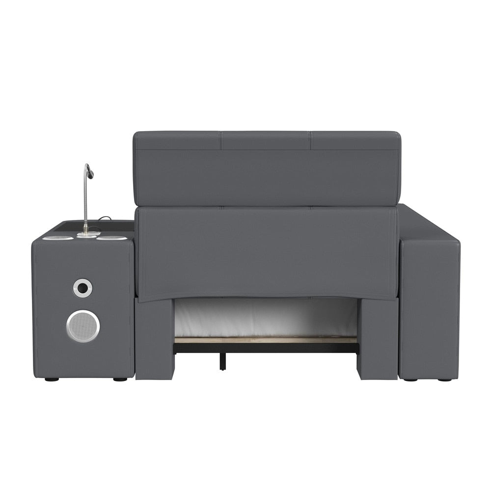 Picket House Furnishings - Booker Twin Transformer Bed with Electronic Features in Grey PU - UB-12820-3-TB veiw 2