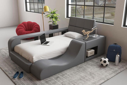 Picket House Furnishings - Booker Twin Transformer Bed with Electronic Features in Grey PU - UB-12820-3-TB veiw 3