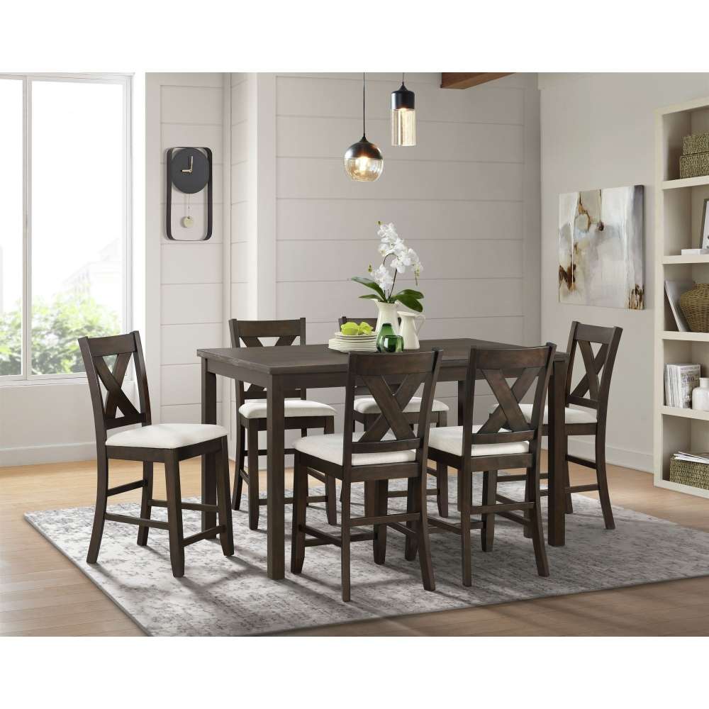 Picket House Furnishings - Brooke 60in7PC Counter Set in Espresso - D-530-C7PC veiw 4
