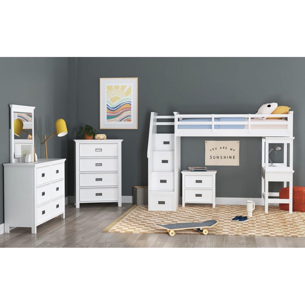 Picket House Furnishings - Brooklyn Kids Twin Loft with Staircase and Desk with Speaker 5PC Bedroom Set in White - Y-15760-7-L2-5PC veiw 1
