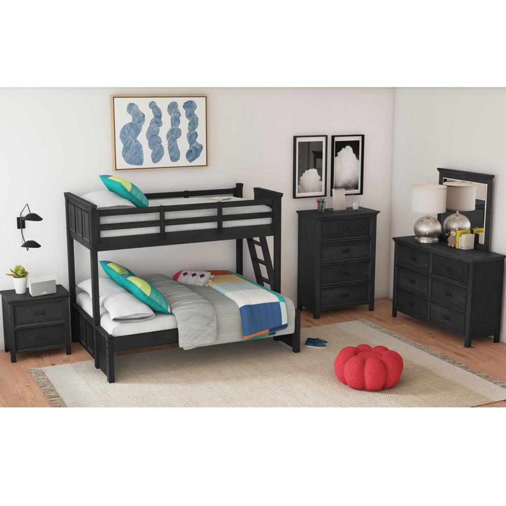 Picket House Furnishings - Brooklyn Kids Twin Over Full Bunk with Ladder 5PC Bedroom Set in Charcoal - Y-15760-8-B4-5PC veiw 1