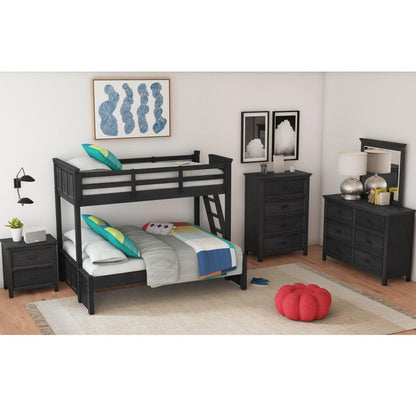 Picket House Furnishings - Brooklyn Kids Twin Over Full Bunk with Ladder 5PC Bedroom Set in Charcoal - Y-15760-8-B4-5PC veiw 1