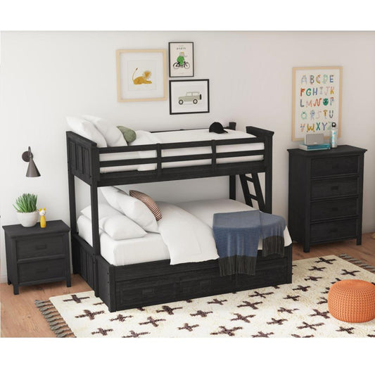 Picket House Furnishings - Brooklyn Kids Twin Over Full Bunk with Ladder and Trundle 3PC Bedroom Set in Charcoal - Y-15760-8-B5-3PC veiw 1