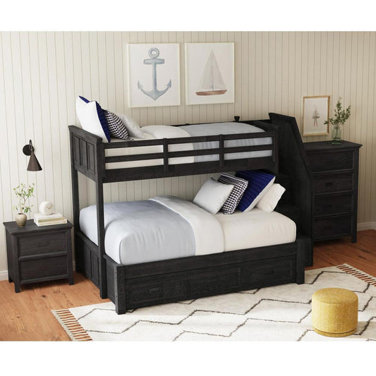 Picket House Furnishings - Brooklyn Kids Twin Over Full Bunk with Staircase and Trundle 3PC Bedroom Set in Charcoal - Y-15760-8-B6-3PC veiw 1