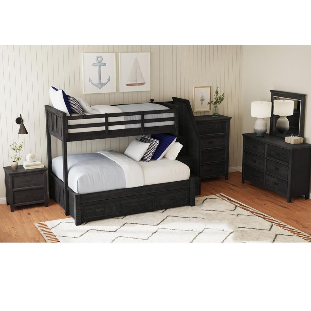 Picket House Furnishings - Brooklyn Kids Twin Over Full Bunk with Staircase and Trundle 5PC Bedroom Set in Charcoal - Y-15760-8-B6-5PC veiw 1