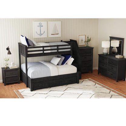 Picket House Furnishings - Brooklyn Kids Twin Over Full Bunk with Staircase and Trundle 5PC Bedroom Set in Charcoal - Y-15760-8-B6-5PC veiw 1
