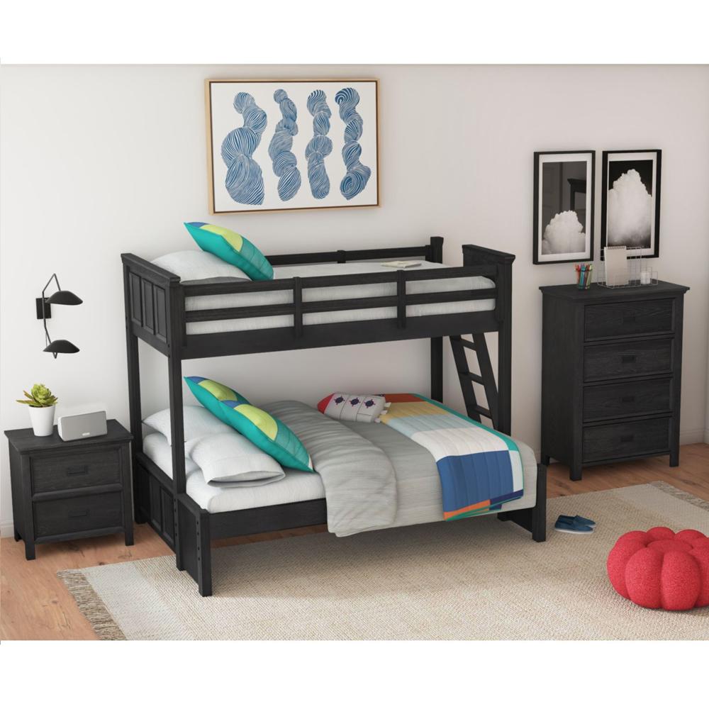 Picket House Furnishings - Brooklyn Kids Twin Over Full Bunk with Ladder 3PC Bedroom Set in Charcoal - Y-15760-8-B4-3PC veiw 1