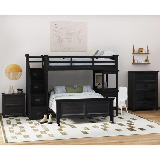 Picket House Furnishings - Brooklyn Kids Twin Over Full Loft with Staircase and Desk with Speaker 3PC Bedroom Set in Charcoal - Y-15760-8-L4-3PC veiw 1