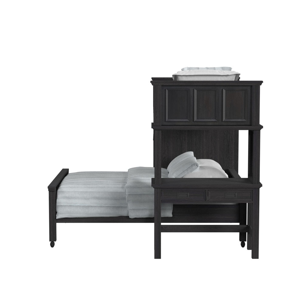 Picket House Furnishings - Brooklyn Kids Twin Over Full Loft with Staircase and Desk with Speaker 3PC Bedroom Set in Charcoal - Y-15760-8-L4-3PC veiw 2