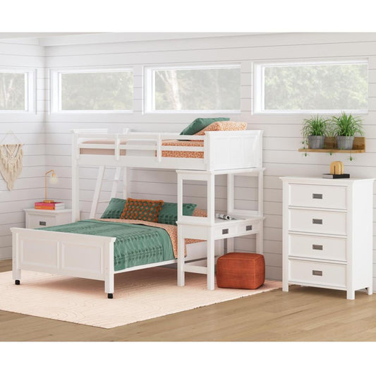 Picket House Furnishings - Brooklyn Kids Twin Over Full Loft with Ladder and Desk with Speaker 3PC Bedroom Set in White - Y-15760-7-L3-3PC veiw 1