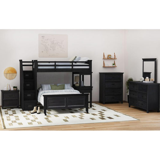 Picket House Furnishings - Brooklyn Kids Twin Over Full Loft with Staircase and Desk with Speaker 5PC Bedroom Set in Charcoal - Y-15760-8-L4-5PC veiw 1