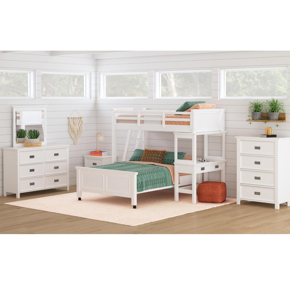 Picket House Furnishings - Brooklyn Kids Twin Over Full Loft with Ladder and Desk with Speaker 5PC Bedroom Set in White - Y-15760-7-L3-5PC veiw 1