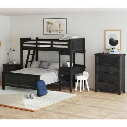Picket House Furnishings - Brooklyn Kids Twin Over Full Loft with Ladder and Desk with Speaker 3PC Bedroom Set in Charcoal - Y-15760-8-L3-3PC veiw 1