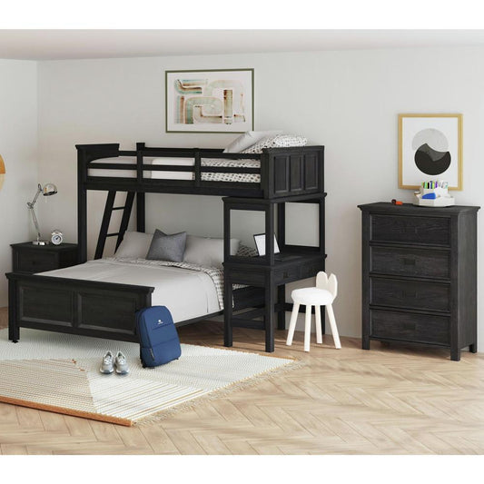 Picket House Furnishings - Brooklyn Kids Twin Over Full Loft with Ladder and Desk with Speaker 3PC Bedroom Set in Charcoal - Y-15760-8-L3-3PC veiw 1