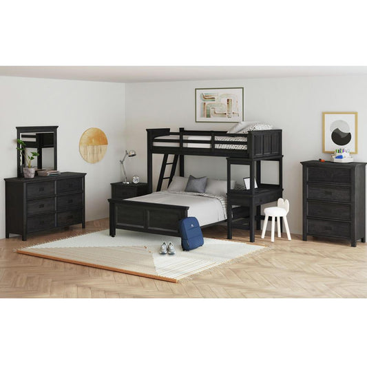Picket House Furnishings - Brooklyn Kids Twin Over Full Loft with Ladder and Desk with Speaker 5PC Bedroom Set in Charcoal - Y-15760-8-L3-5PC veiw 1
