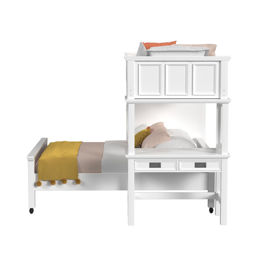 Picket House Furnishings - Brooklyn Kids Twin Over Full Loft with Staircase and Desk with Speaker 5PC Bedroom Set in White - Y-15760-7-L4-5PC veiw 2