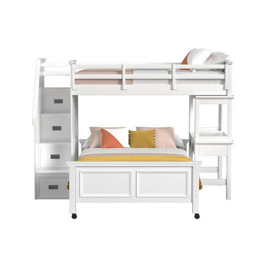 Picket House Furnishings - Brooklyn Kids Twin Over Full Loft with Staircase and Desk with Speaker in White - Y-15760-7-L4 veiw 2